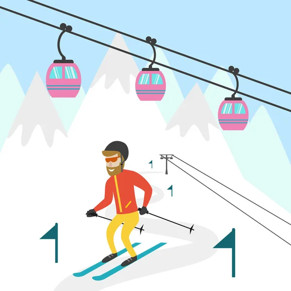 Skigebied Illustratie. — Stockvector