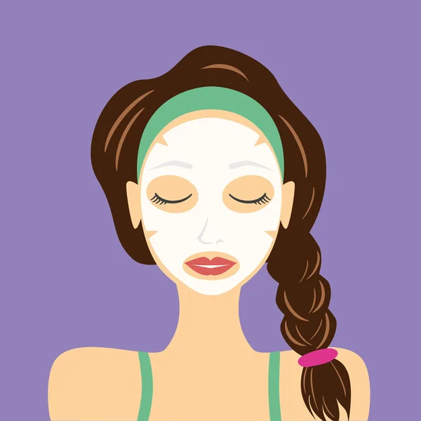 Jeune femme avec masque cosmétique . — Image vectorielle