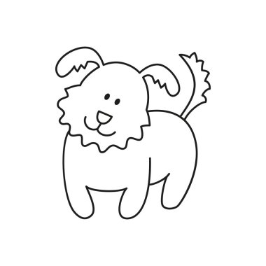 Komik karikatür köpek resimde beyaz arka plan üzerinde. 