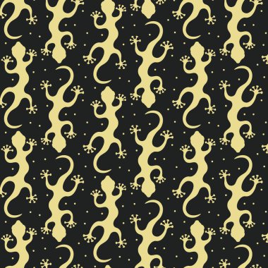 Siyah arka plan üzerine kertenkele ile Seamless Modeli. 