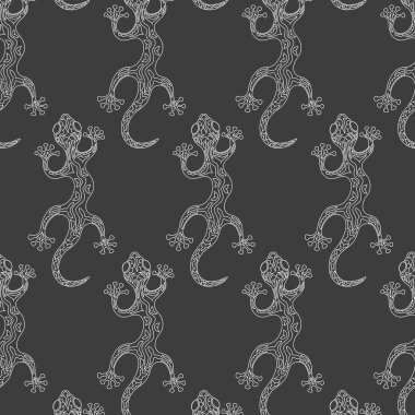 Siyah arka plan üzerine kertenkele ile Seamless Modeli. 