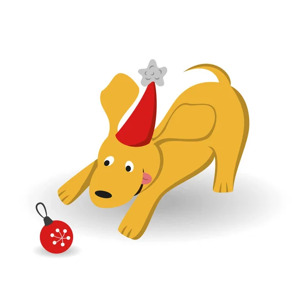 Мультфильм "Собака на сене" с игрушкой на белом фоне . — стоковый вектор