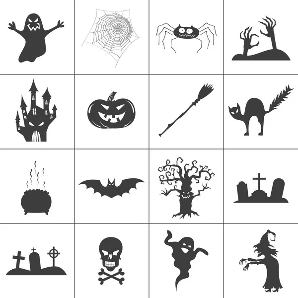 Conjunto de siluetas negras espeluznantes de Halloween . — Archivo Imágenes Vectoriales
