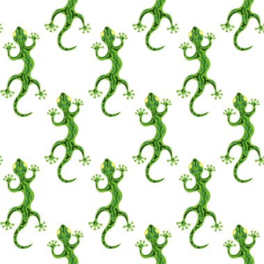 Beyaz zemin üzerine kertenkele ile Seamless Modeli. 