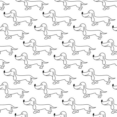 Beyaz arka plan üzerinde çizgi film köpeklerle seamless modeli. 