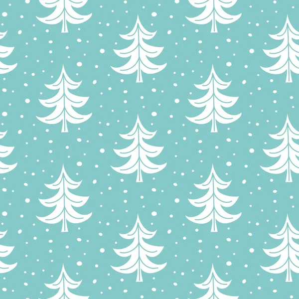 Бесшовный узор с рождественскими деревьями на голубом фоне . — стоковый вектор