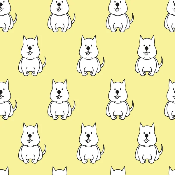Sarı arka plan üzerinde çizgi film köpeklerle seamless modeli.