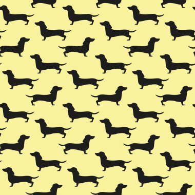  Dachshund Sarı zemin üzerine silüeti.