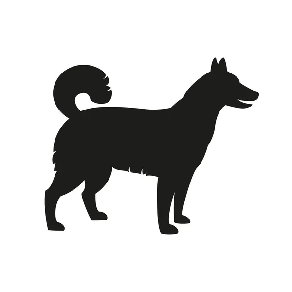 白い背景の上の犬のシルエット. — ストックベクタ