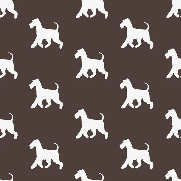 Nahtloses Muster mit weißen Silhouetten von Terriern. — Stockvektor