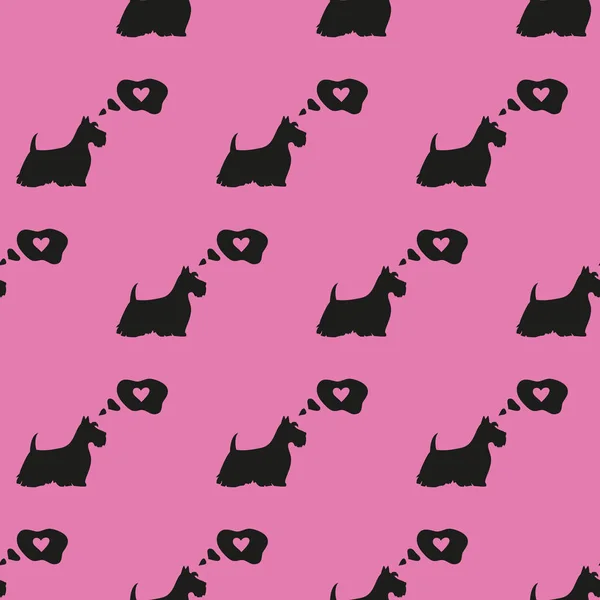 Nahtloses Muster mit schwarzen Silhouetten von Terriern. — Stockvektor