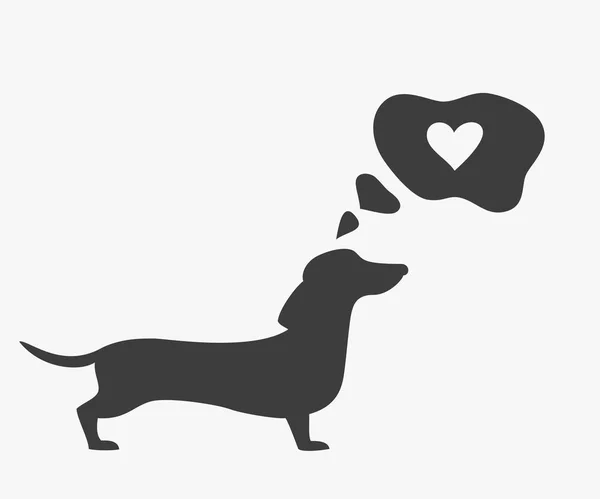 Silhouette de chien avec bulle sur le fond blanc . — Image vectorielle