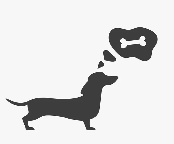 Silhueta de cão com bolha no fundo branco . —  Vetores de Stock