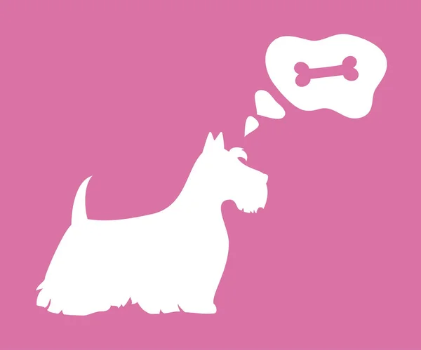 Силуэт собаки с пузырём на розовом фоне . — стоковый вектор