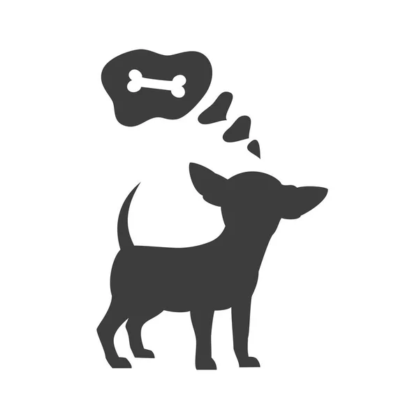 Silhouette de chihuahua avec bulle sur le fond blanc . — Image vectorielle