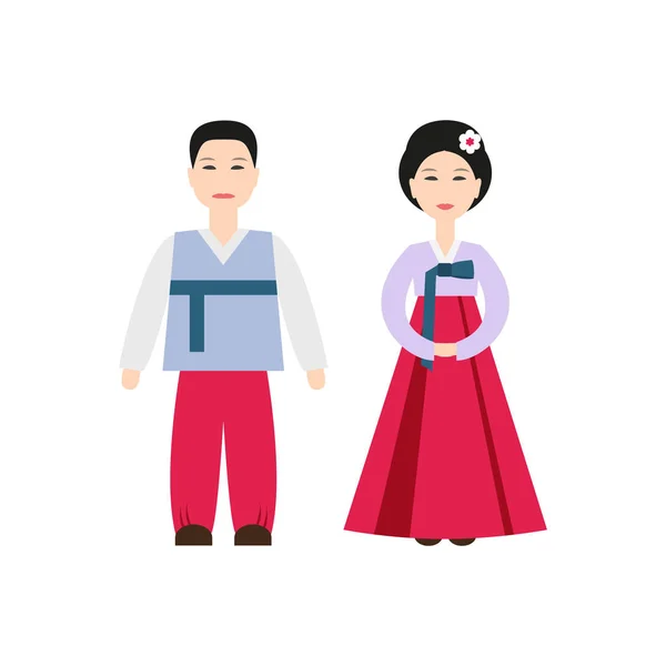 Korean National Costumes icon on the white background. — Stock Vector