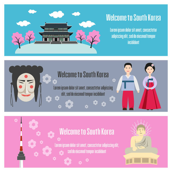Добро пожаловать в Южную Корею. Красочные плакаты
.