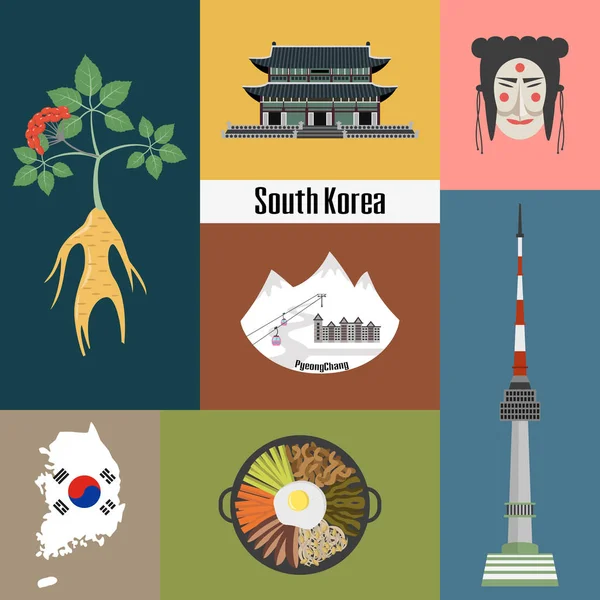 Ensemble de symboles nationaux coréens . — Image vectorielle