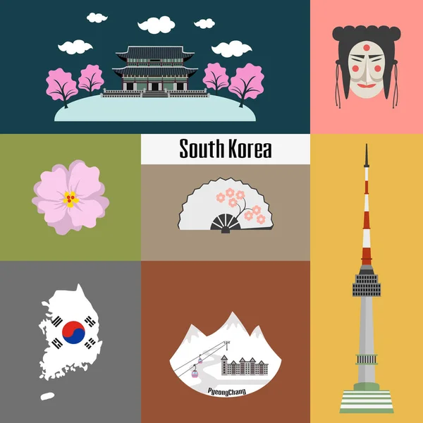 Reihe koreanischer Nationalsymbole. — Stockvektor