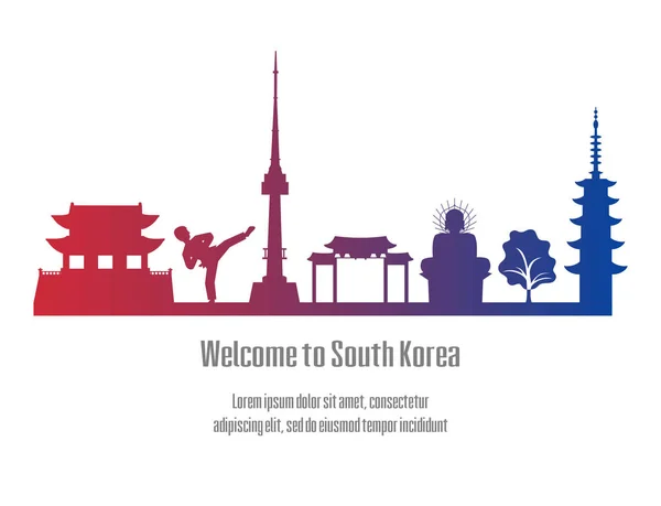 ยินดีต้อนรับสู่เกาหลีใต้ . — ภาพเวกเตอร์สต็อก