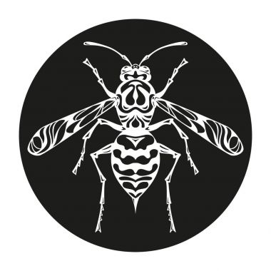 Yaban arısı siluet siyah arka plan üzerine simgesi.