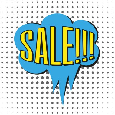 Renkli metin satışı ile konuşma balonu. 