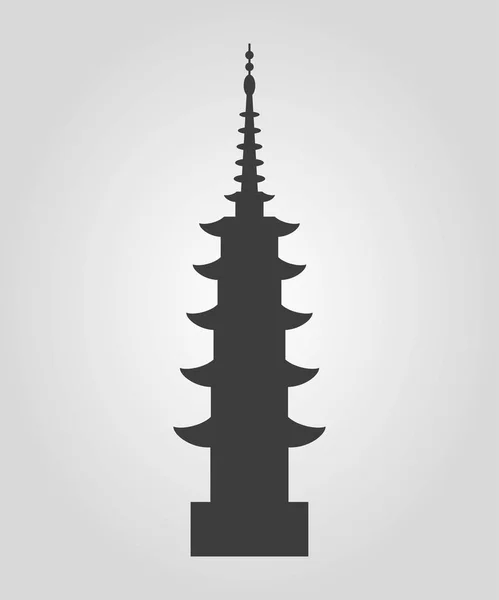 Icono de silueta de pagoda sobre fondo blanco . — Vector de stock