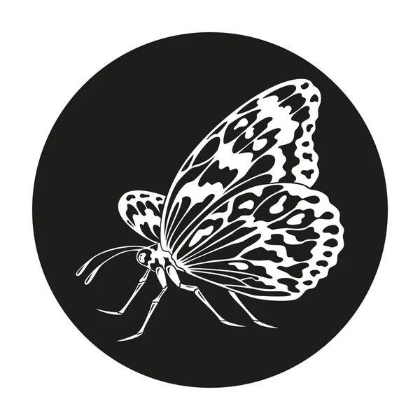 Icono de silueta de mariposa sobre fondo negro . — Vector de stock