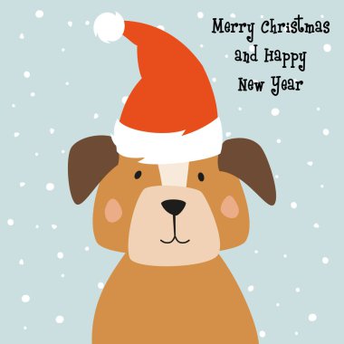 Noel kartı ile karikatür köpek.