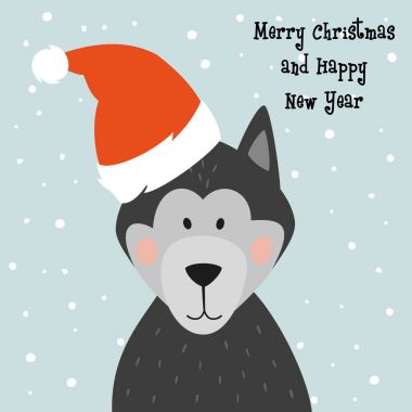Noel kartı ile karikatür köpek. 