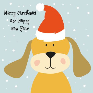 Noel kartı ile karikatür köpek.
