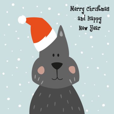 Noel kartı ile karikatür köpek.