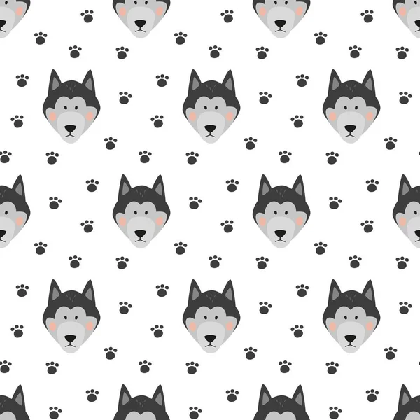 Nahtloses Muster mit Cartoon-Hunden auf weißem Hintergrund. — Stockvektor