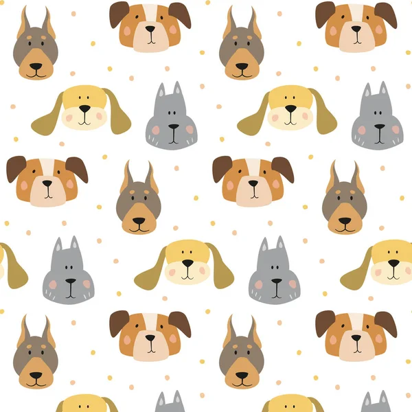 Beyaz arka plan üzerinde çizgi film köpeklerle seamless modeli.