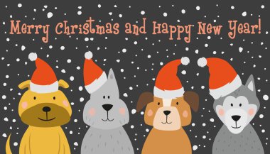 Noel kartı ile karikatür köpek.