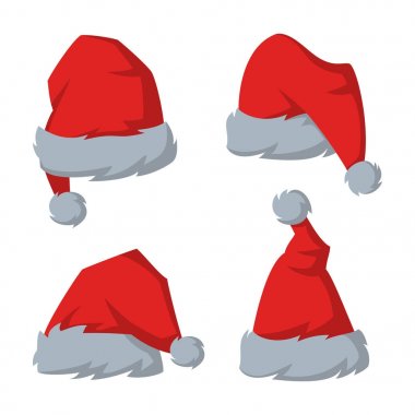 Beyaz zemin üzerine kırmızı şapka Noel Baba'nın dizi. 