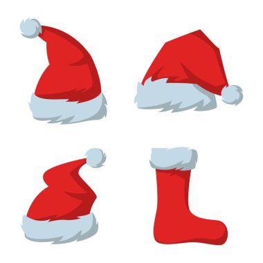 Beyaz zemin üzerine kırmızı şapka Noel Baba'nın dizi.