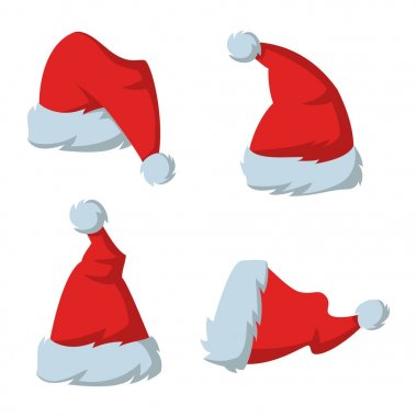 Beyaz zemin üzerine kırmızı şapka Noel Baba'nın dizi.