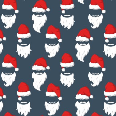Kırmızı şapka ve Noel Baba'nın sakal ile Seamless Modeli.