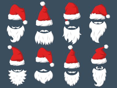 Kırmızı şapka ve sakalları Noel Baba'nın.