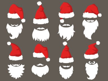 Kırmızı şapka ve sakalları Noel Baba'nın. 