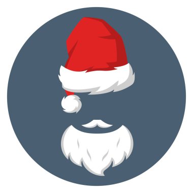 Kırmızı şapka ve Noel Baba'nın sakal.