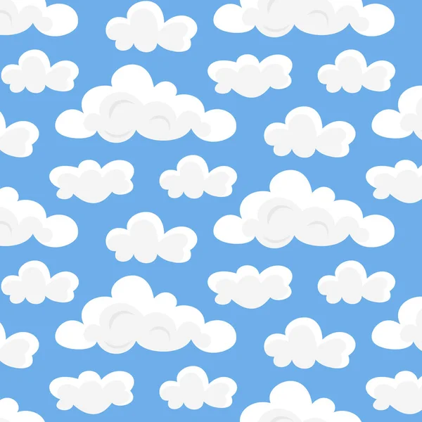 Cute pattern with cartoon clouds. — Stock Vector