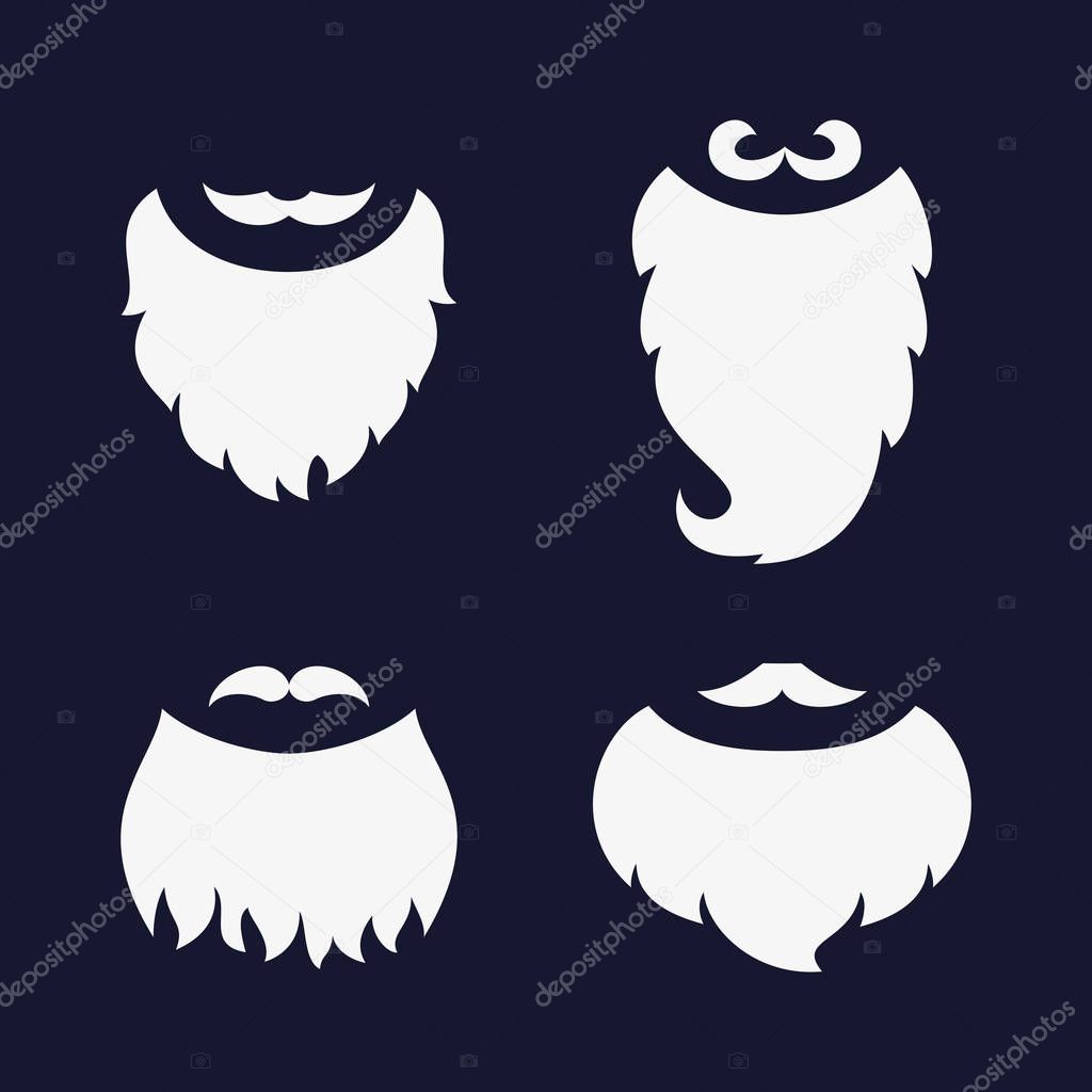 Set of different beards and mustaches. 