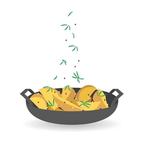 Patatas fritas con especias sobre fondo blanco. Ilustración vectorial — Vector de stock