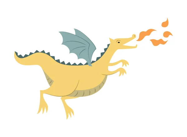 Dragon dessin animé sur fond blanc. — Image vectorielle