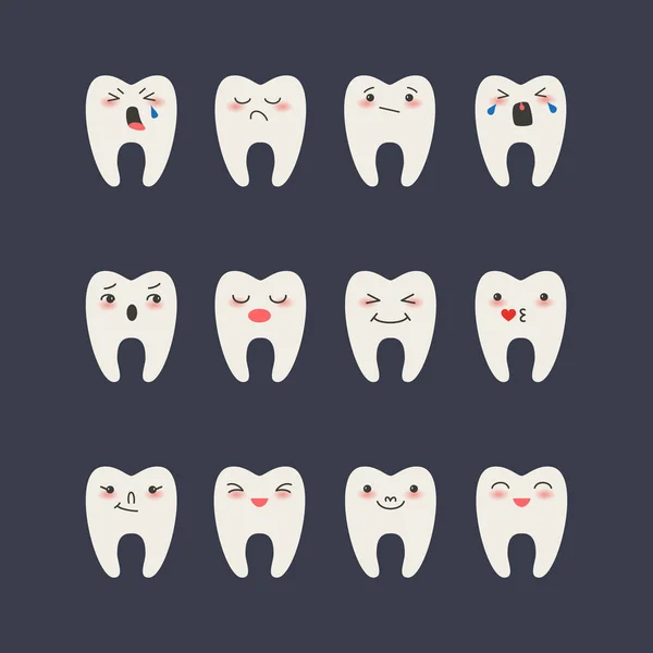 Dientes de dibujos animados sobre fondo oscuro . — Vector de stock