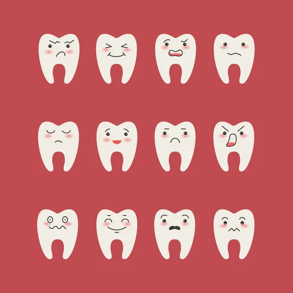 Dientes de dibujos animados sobre fondo rojo . — Vector de stock