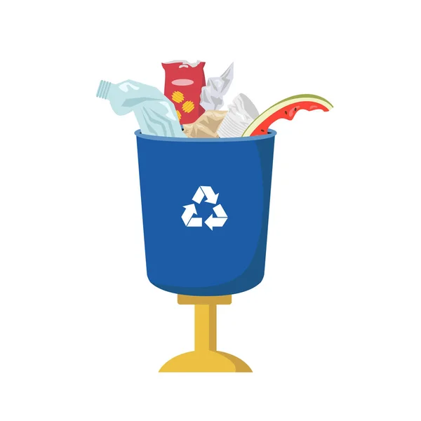 Σκουπίδια μπορεί να είναι γεμάτη σκουπίδια σε λευκό φόντο. — Διανυσματικό Αρχείο
