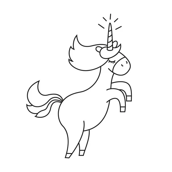Ilustrasi dengan unicorn lucu untuk buku mewarnai . - Stok Vektor